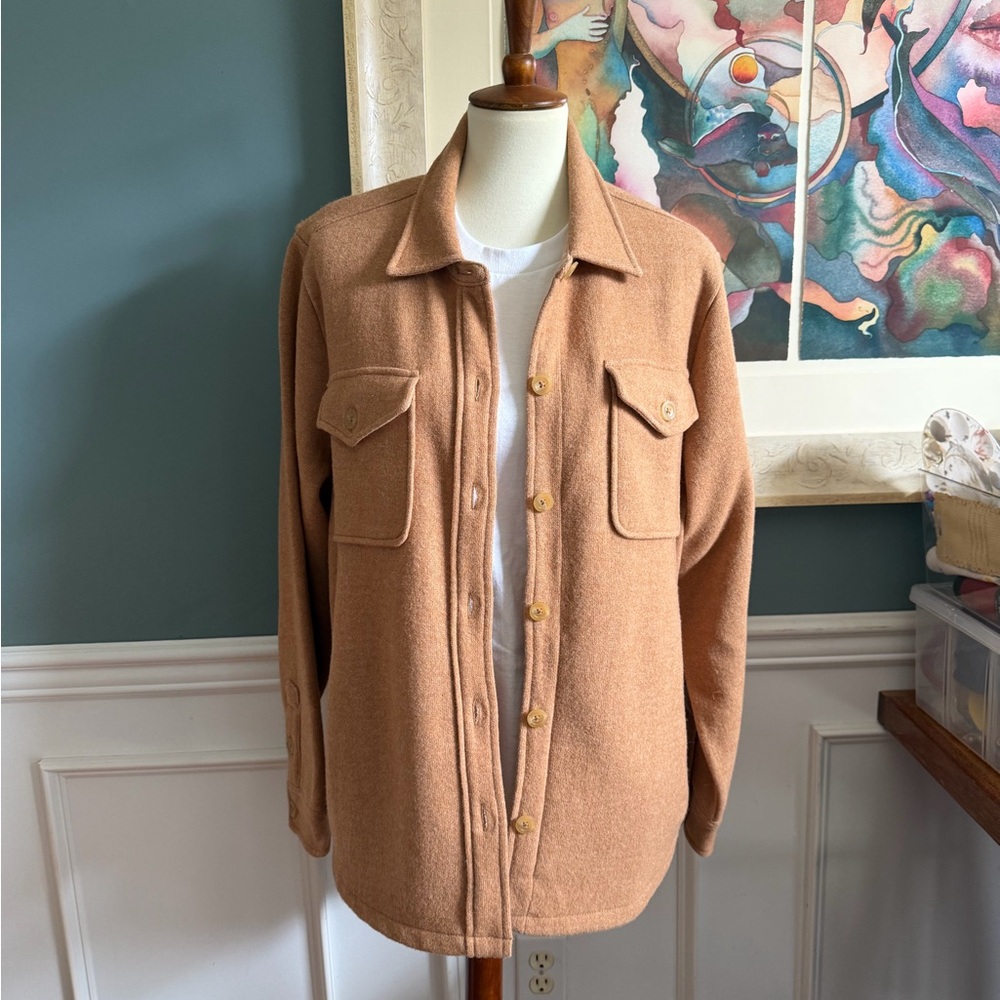 Wool button-up shirt jacket